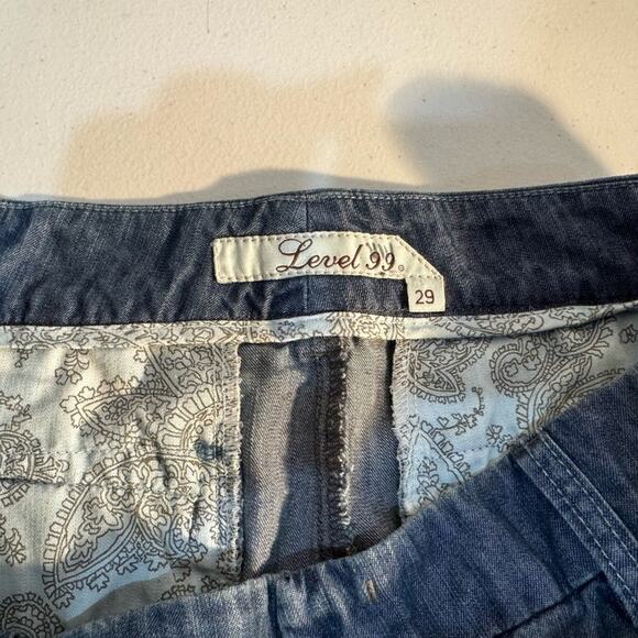 Level 99 Anthropologie Denim Mini Skirt Size 29 High-Waist Academia Vintage Jean - Picture 3 of 6